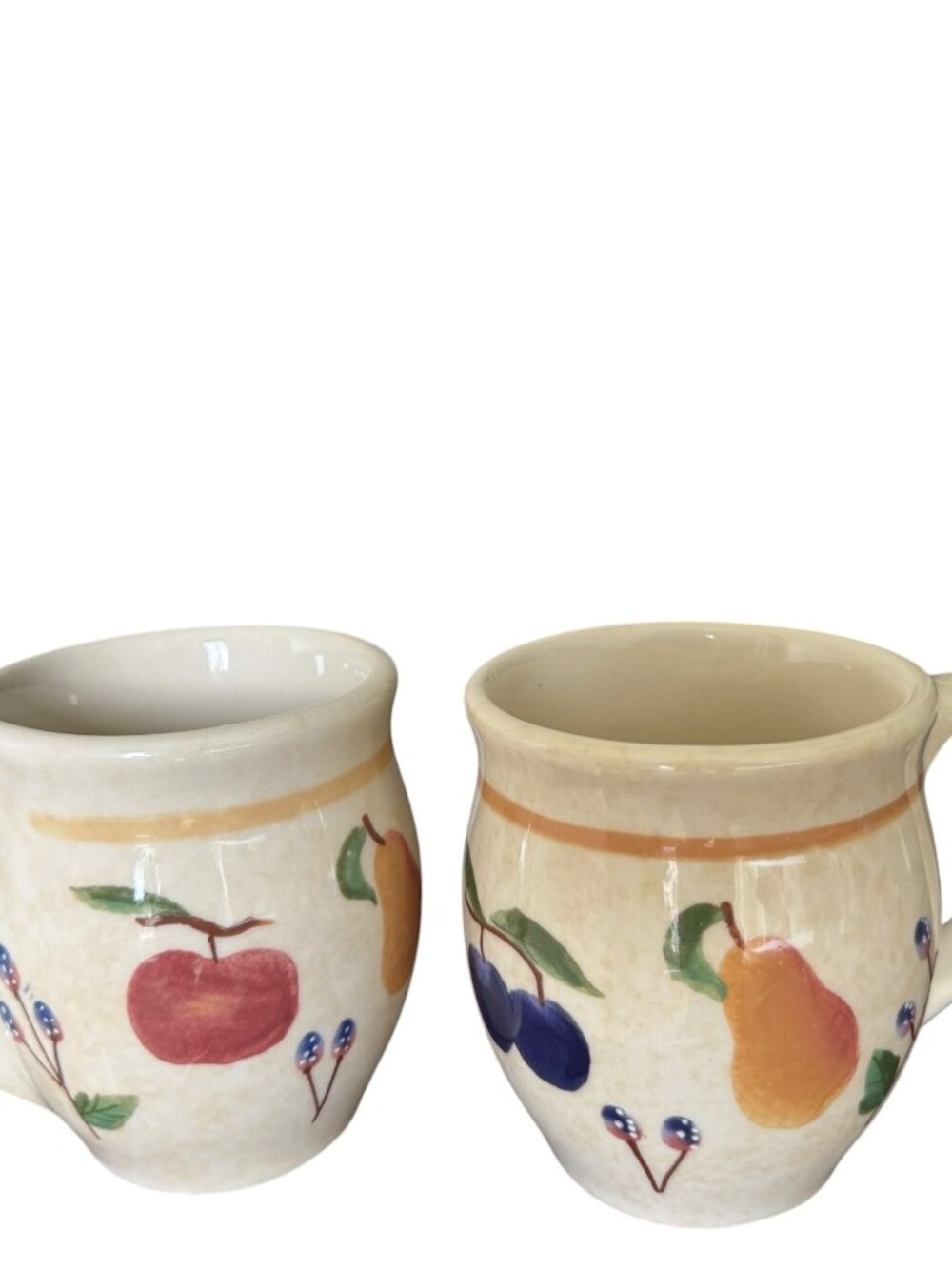 Longaberger Fruit Meadley Pattern Mugs 2 Discontinued Pottery Replacement Berry - Picture 3 of 3